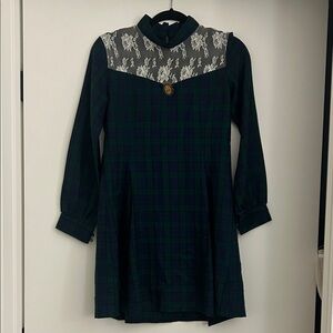 Plaid Dress with Lace Detail